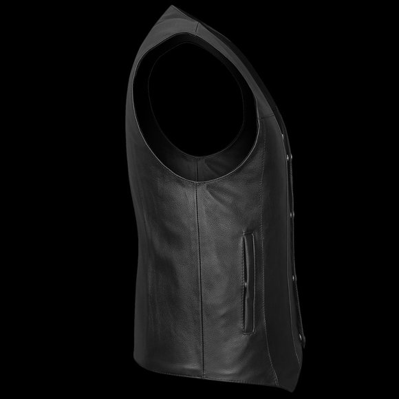 Men's Premium Cowhide Leather Plain Side Buffalo Nickel Vest - Picture 3 of 7